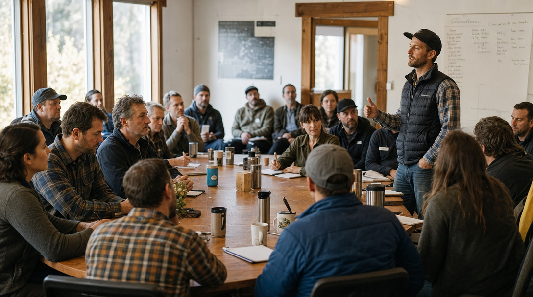 A County Connections chapter gathered around a table for a round table discussion
